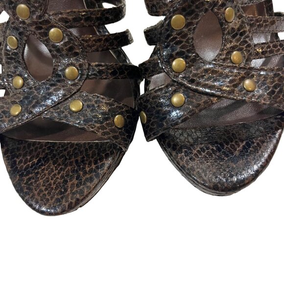 40% off! Aldo heels women's 37 US 6.5-7 brown leather strappy cage heels 5" heel - Picture 3 of 11